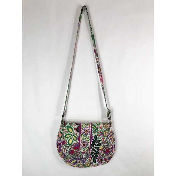 Vera Bradley Viva la Vera Bag Crossbody Strap‎ Purple Green Floral Flap Bag - Picture 4 of 8